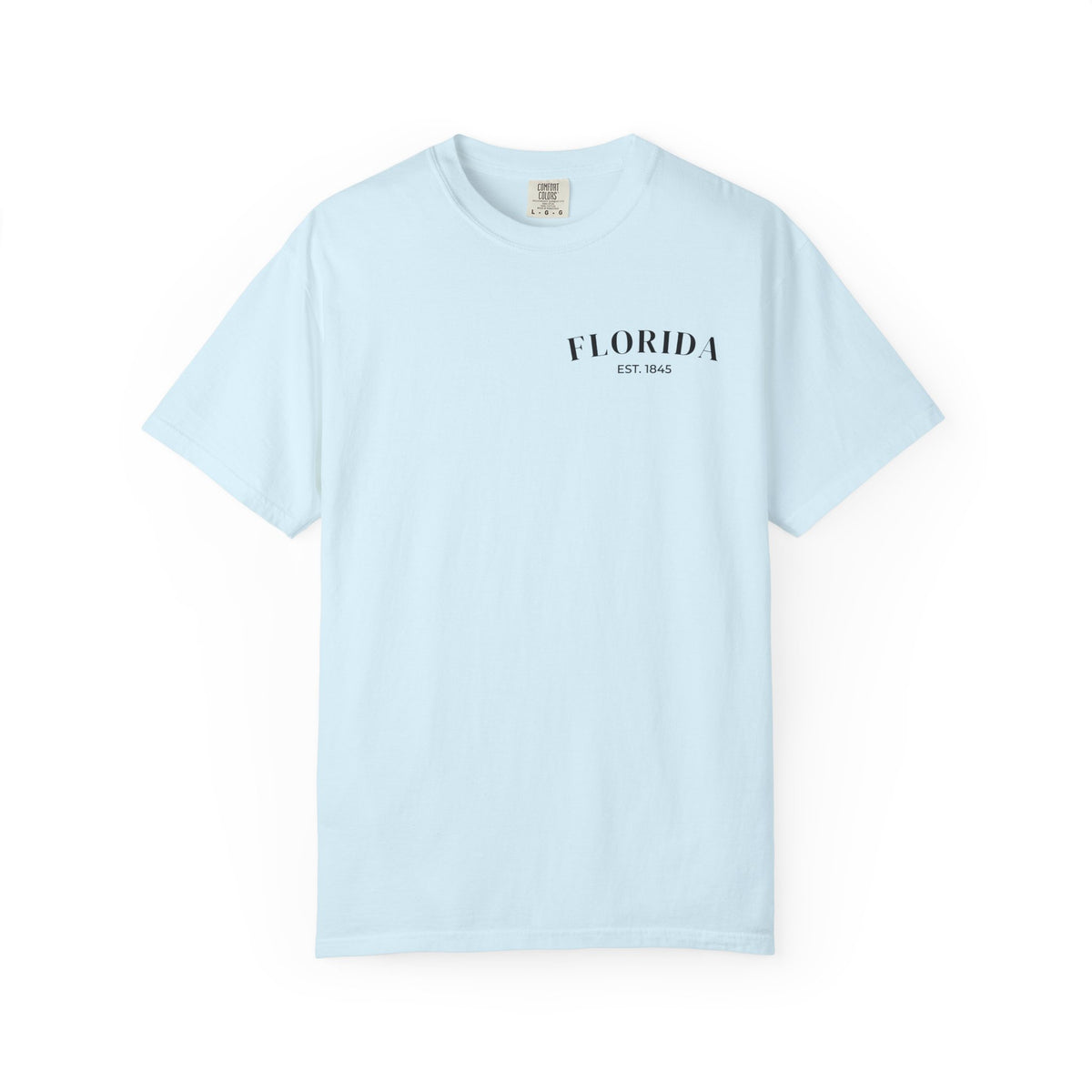 Miami Beach Sunset Tee – Chambray – Front view
