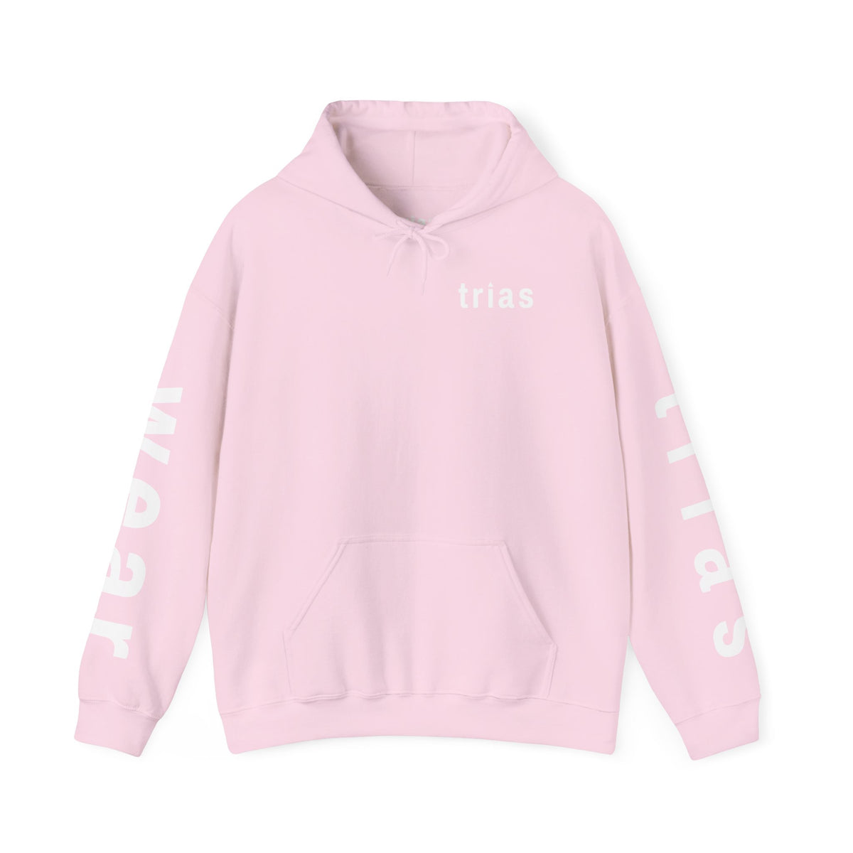 TRIAS Sleeve Print Hoodie – Light Pink – Front view