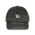 Washed Grey Embroidered Cap – Black – Front view