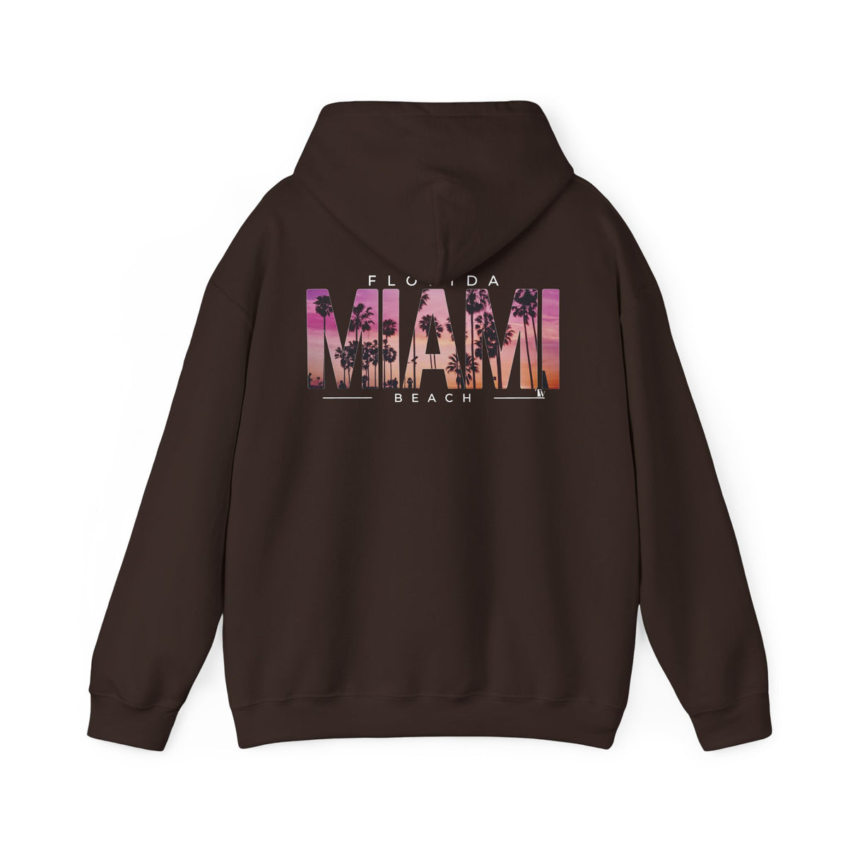Miami Beach Sunset Hoodie – Dark Chocolate – Back view